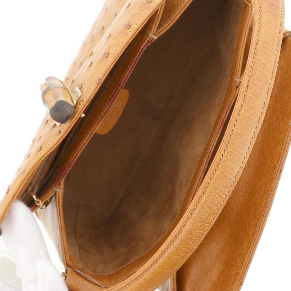 Gucci Ostrich Leather Handbag Brown - Picture 6 of 6